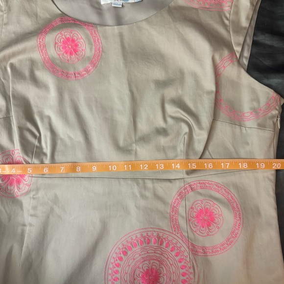 Boden Mandala Embroidered sheath dress tan pink NWOT size 16 - Picture 15 of 16